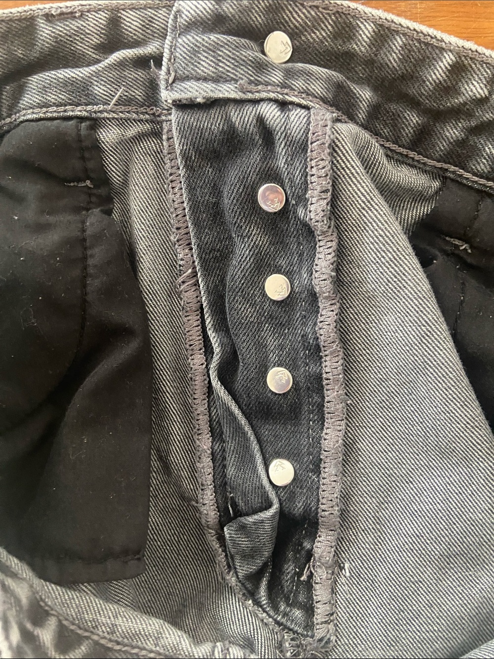 Ververt High-Rise Distressed Jean Shorts - Black Acid Wash - Picture 5 of 6